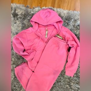 SKIMS COTTON FLEECE BUBBLE GUM SET - zip up and joggers